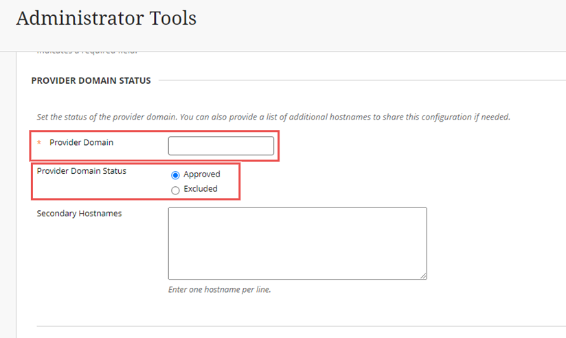 Provider Domain Status fields